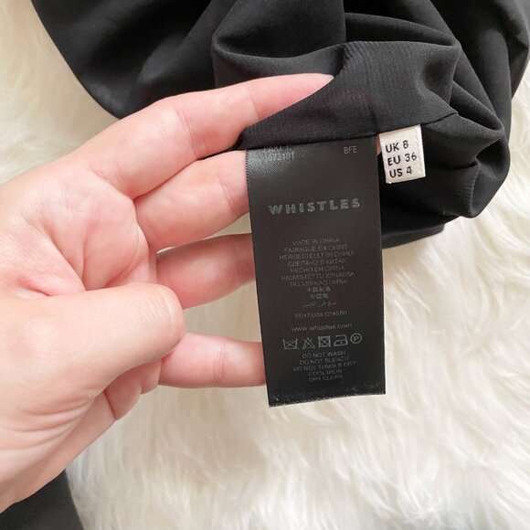 Whistles Black Floral Summer Pansy Print Silk Blend ¾ Sleeve Bodycon Dress - Picture 8 of 9